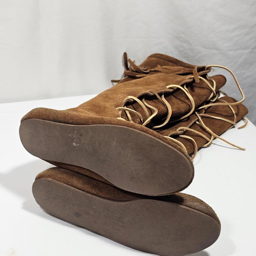 Vintage Knee High Moccasin Boots Women’s Size 6 Soft Brown Suede Leather - Picture 5 of 8